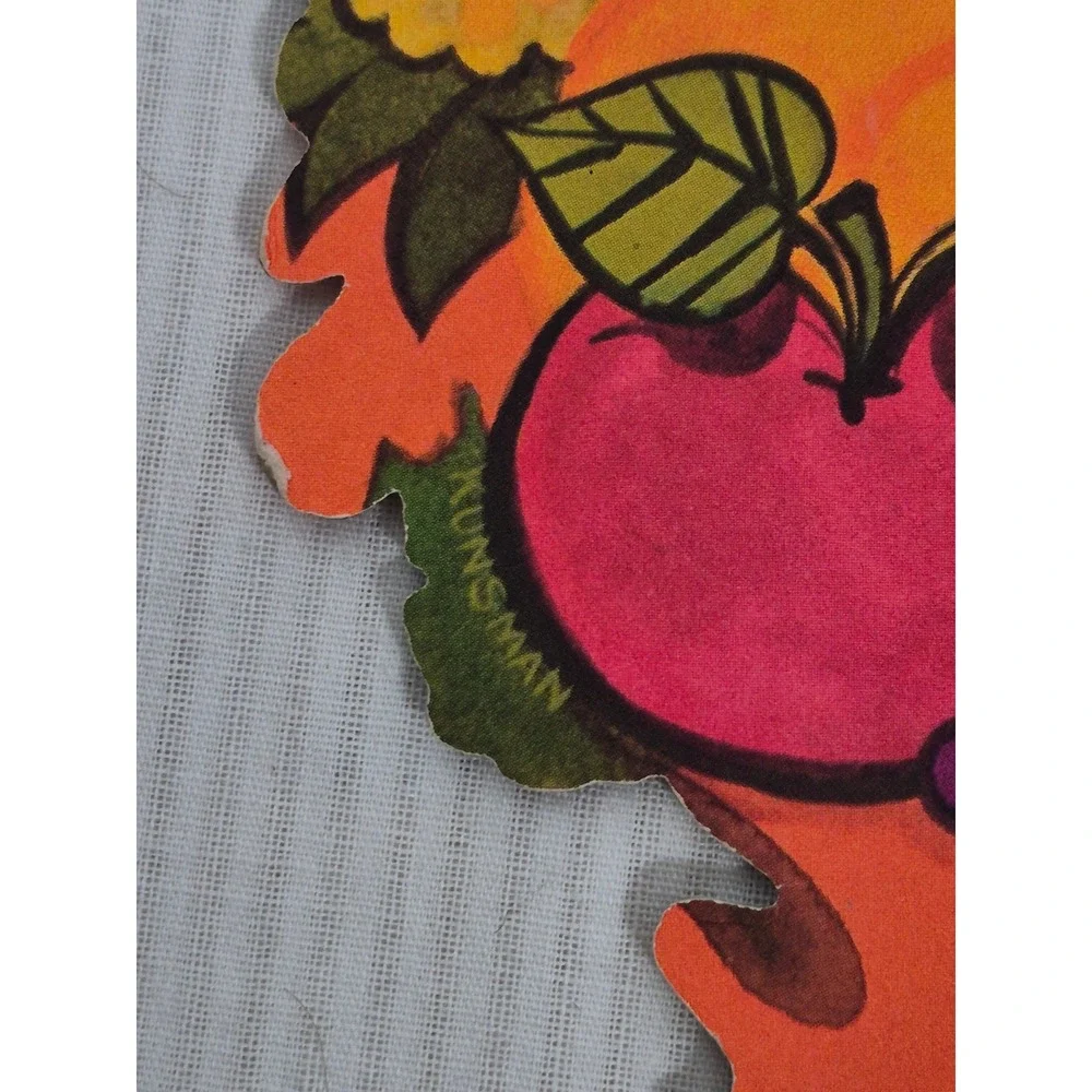 Vintage Thanksgiving Die Cut Decorations Indigenous Child Harvest 3 Piece Set